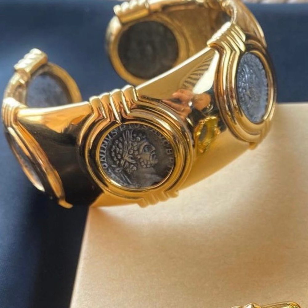 Vintage Roman coin cuff bracelet
